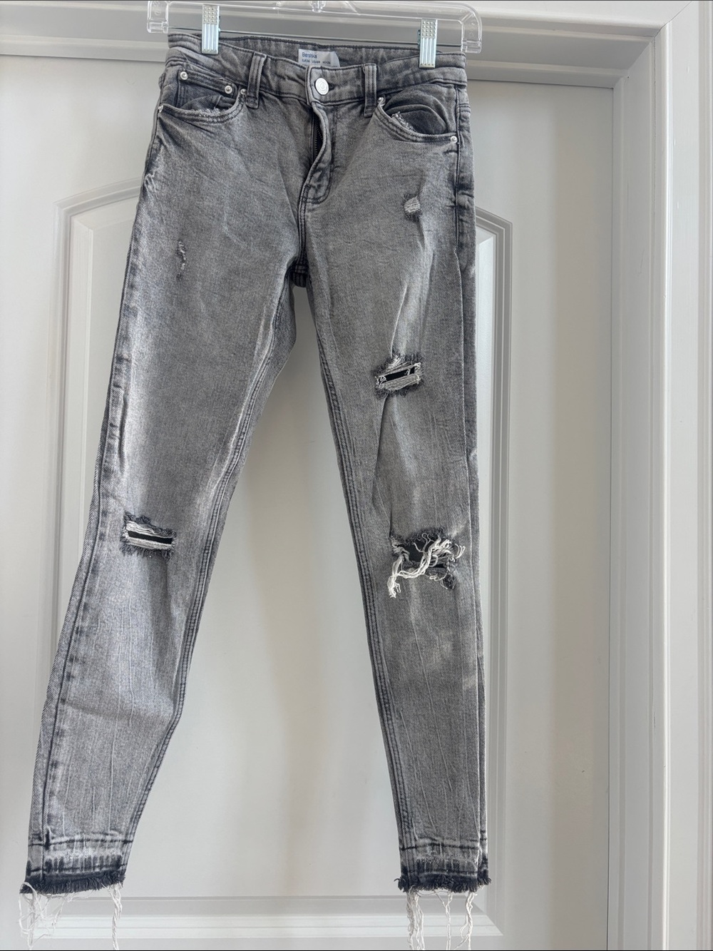 Bershka Gray Distressed Skinny Jeans